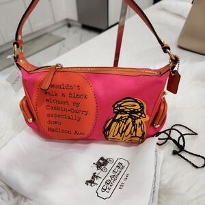 🧡🔹️COACH🔹️Bonnie Cashin Limited Edition Print Baguette fushia/orange bag